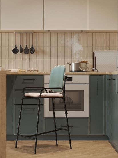 Стул полубарный ror, 2 frame, велюр, черный/зеленый/розовый