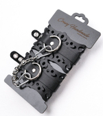 Ажурные наручники из черной кожи