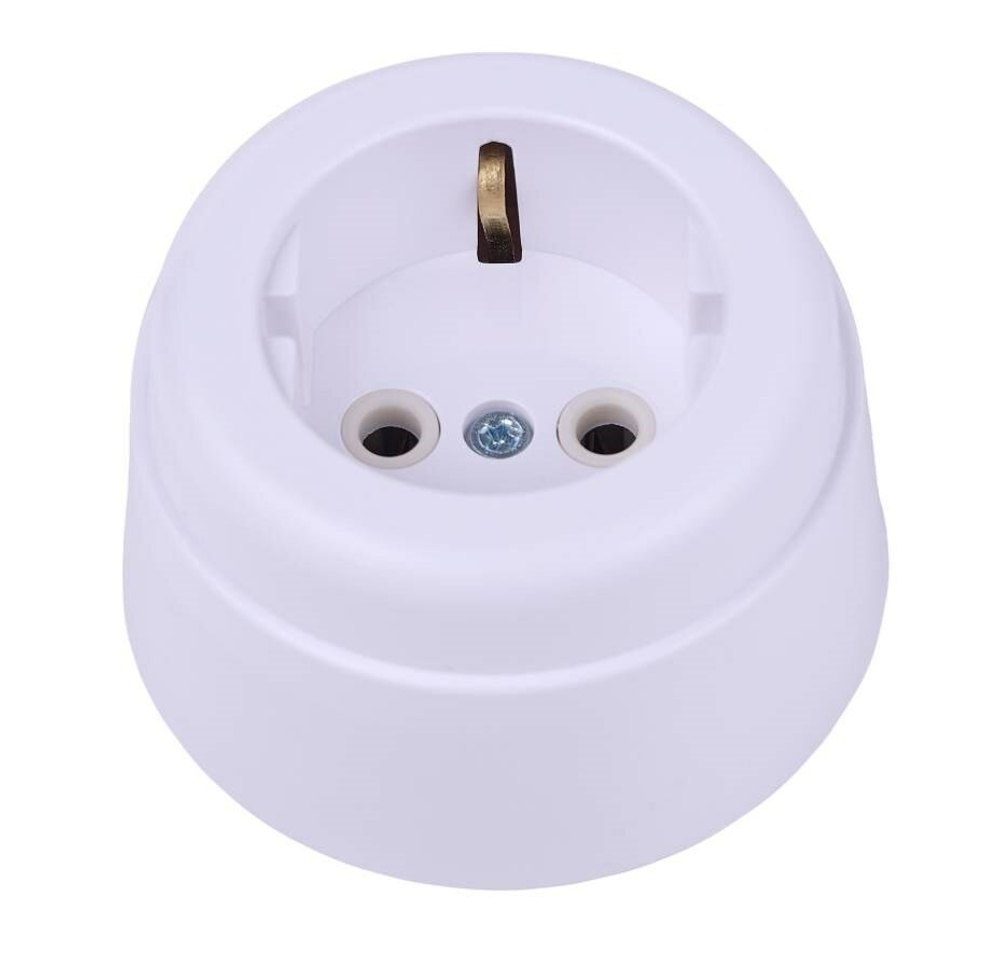Ретро розетка пластиковая, белая, Вектор, Interior Electric SCIE/W-01-пл