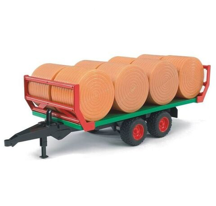 BRUDER 02220 Брудер Прицеп для перевозки сена, соломы + 8 тюков Сельскохозяйственная игрушечная машина для мальчиков