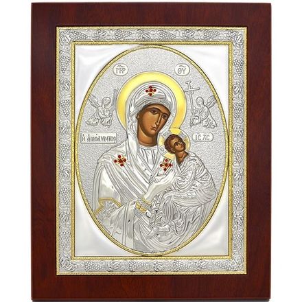 Страстная икона Богородицы в серебре.