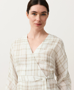 Oysho Рубашка-кимоно в клетку, экрю