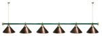 Лампа STARTBILLIARDS 6 пл. (плафоны зеленые,штанга золотая,фурнитура золото)