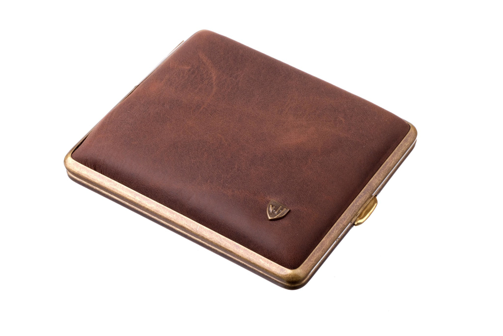 Портсигар Stoll на 18 сигарет, натуральная буйволиная кожа