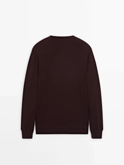 Massimo Dutti Хлопковый свитер с длинными рукавами, бордо