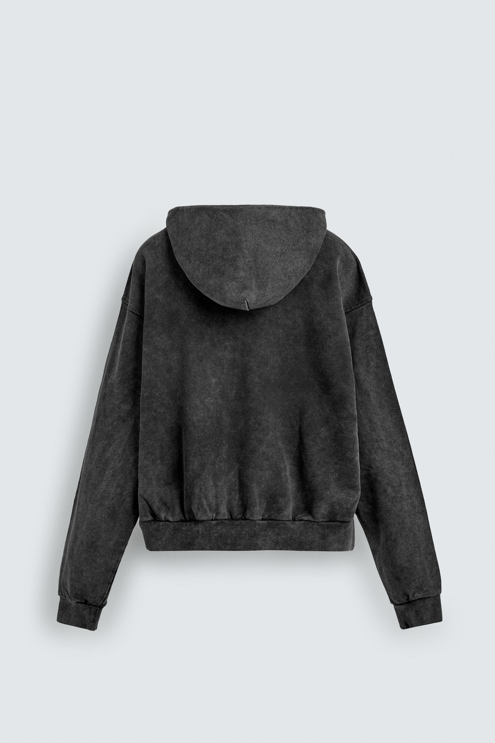 ZARA ТОЛСТОВКА С ЭФФЕКТОМ ПОТЕРТОСТИ НА МОЛНИИ С КАПЮШОНОМ, ТЕМНЫЙ АНТРАЦИТ