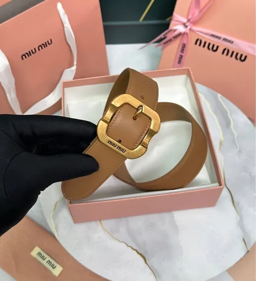 Кожаный ремень Miu Miu, коричневый
