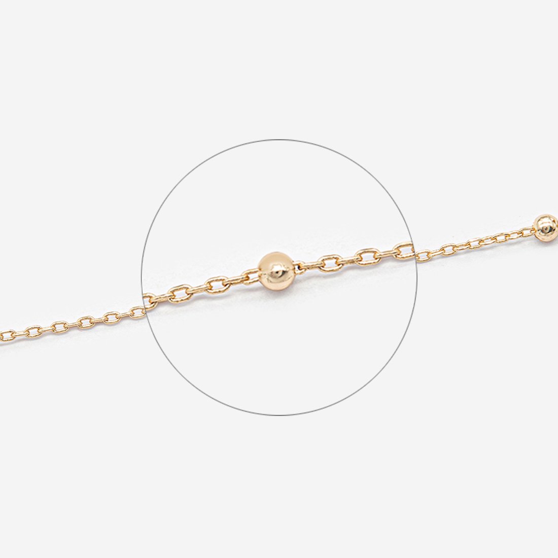 Цепь с шариками, звено 1мм, шарик 1,8мм, позолота