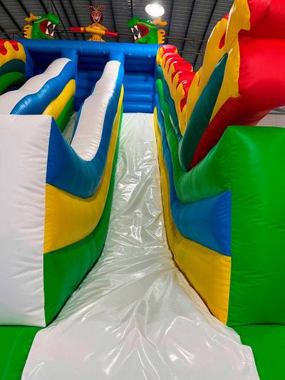 Коммерческий надувной батут-горка с бассейном «Спуск Дракона», 13*6*7,5 м