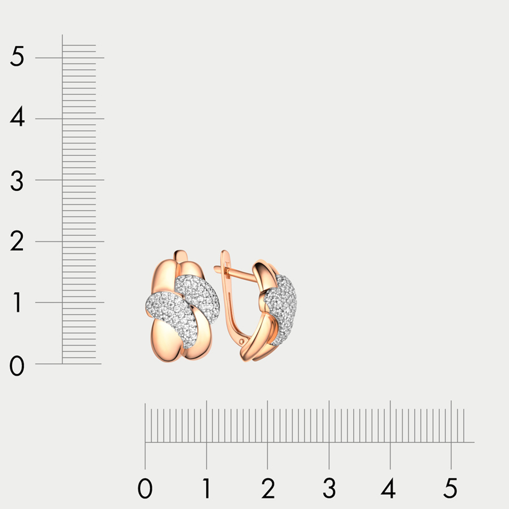Серьги золотые с фианитами из розового золота 585 пробы для женщин (арт. 40236100)