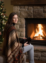 Шерстяной палантин с этно орнаментом