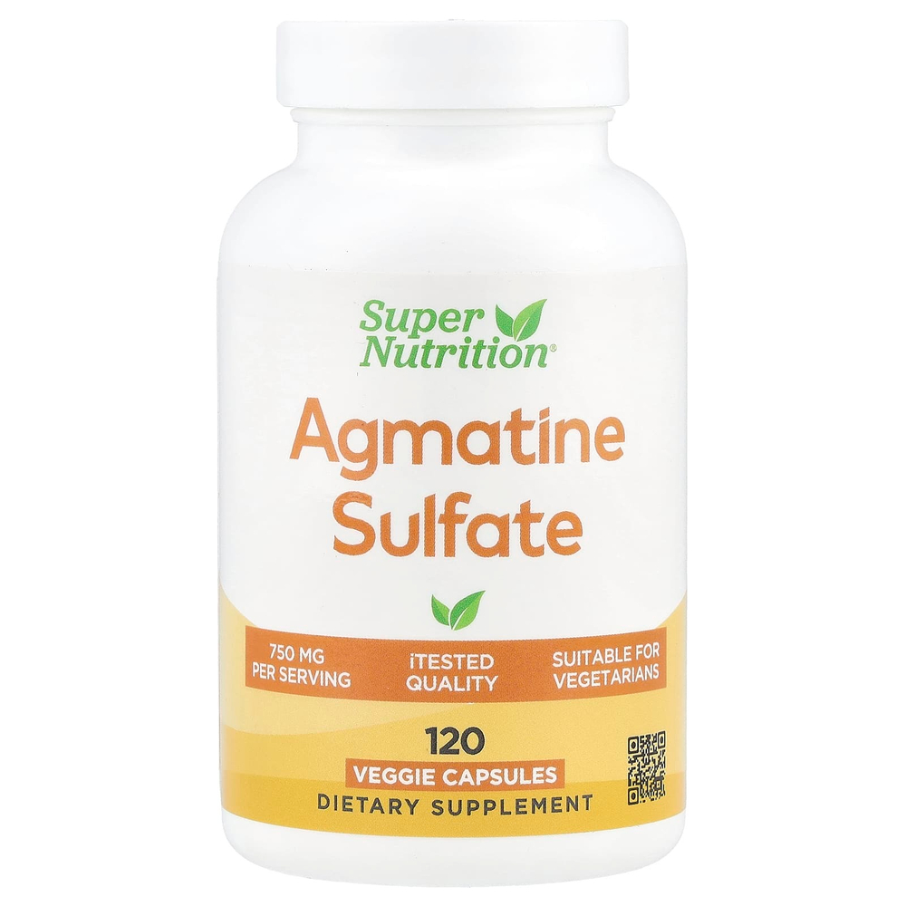Super Nutrition, сульфат агматина, 750 мг, 120 растительных капсул
