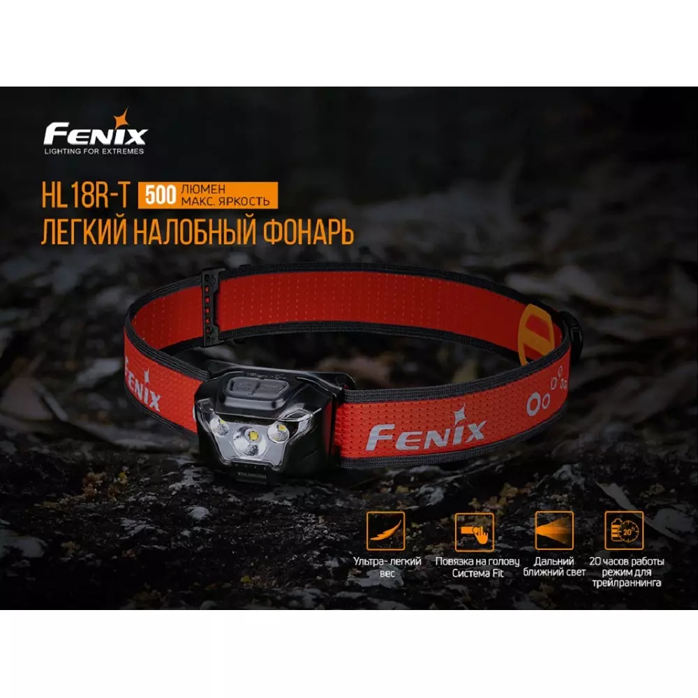 Налобный фонарь Fenix HL18RT до 500 люмен до 300 часов Встроенный аккумулятор или 3 x AAA