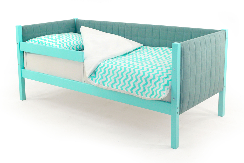 Детская кровать-тахта мягкая с бортиком Бельмарко Svogen мятный