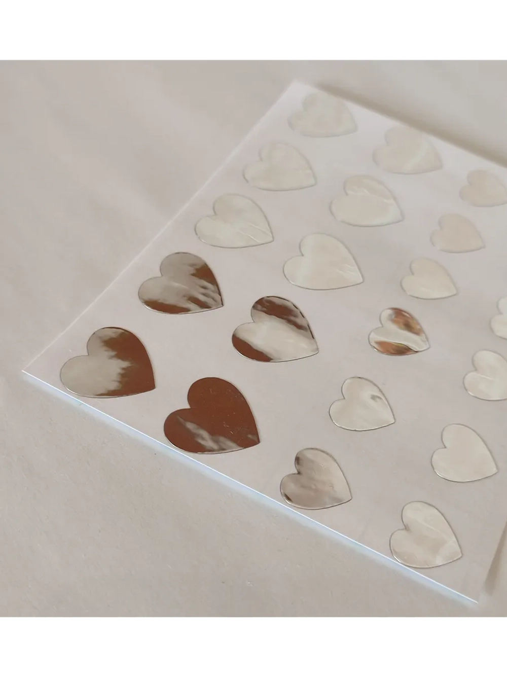 Наклейки свадебные зеркальное серебро СЕРДЕЧКИ