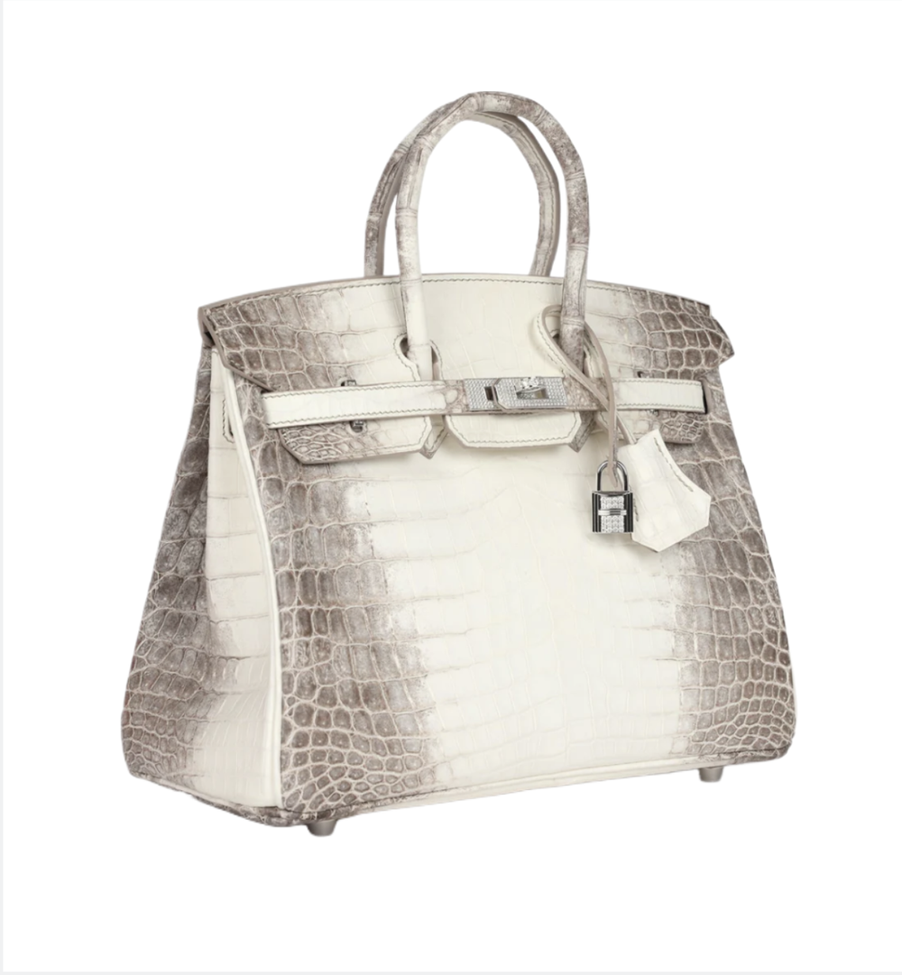 HERMÈS Birkin 25 Himalaya Niloticus Crocodile Diamond‑Encrusted Palladium Hardware, новая