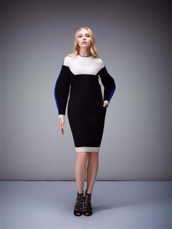 Платье с длинным рукавом и манжетом чёрное 04-01-19FW