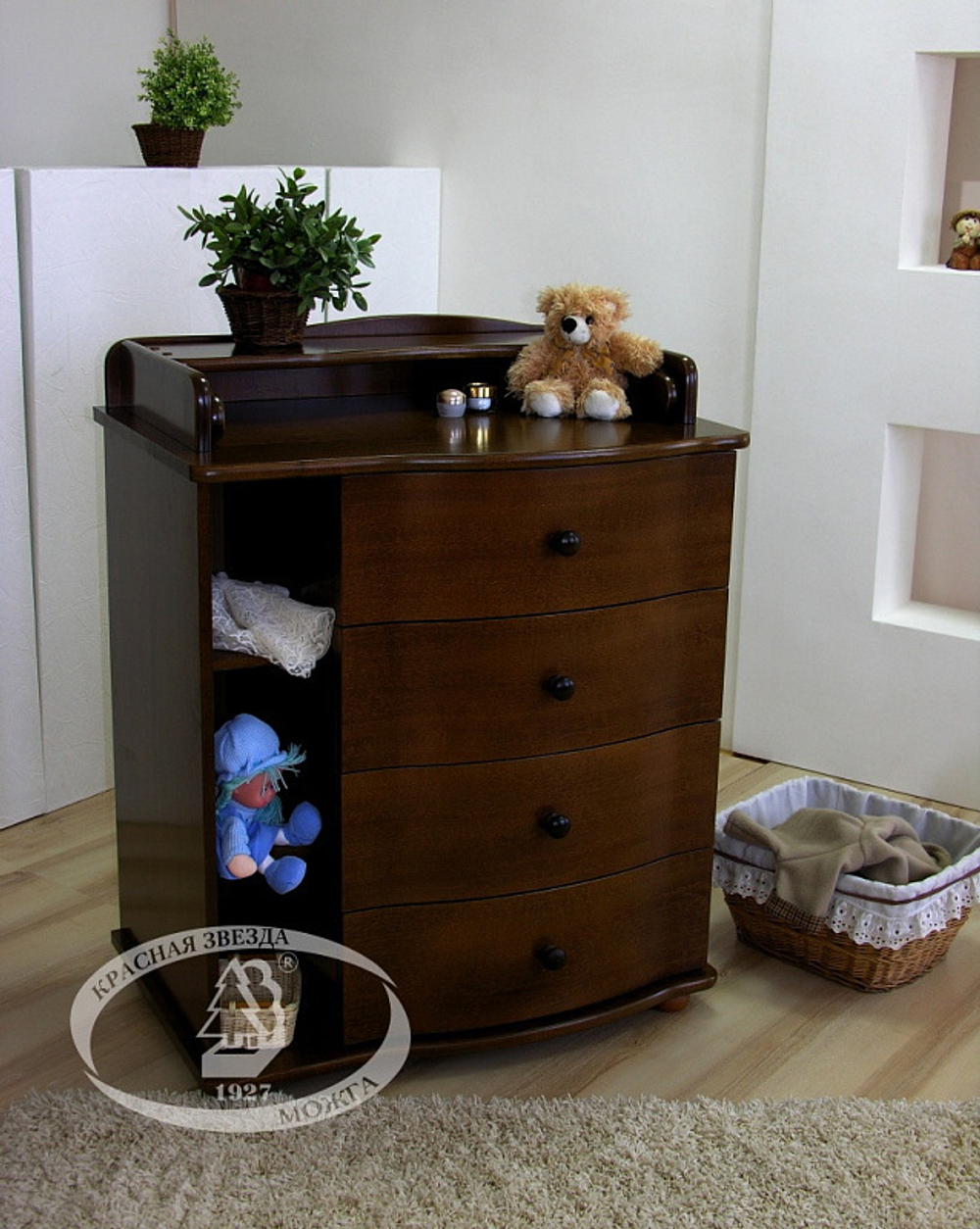 Детский пеленальный комод Красная Звезда С-421 белый с настилом