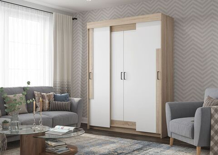 Шкаф-купе Горизонт Victor, ЛДСП,6 см, четырехдверный, сонома/белый