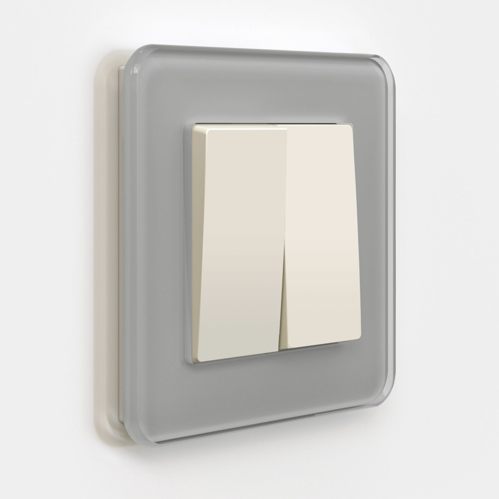 Выключатель двухклавишный проходной (айвори матовый)