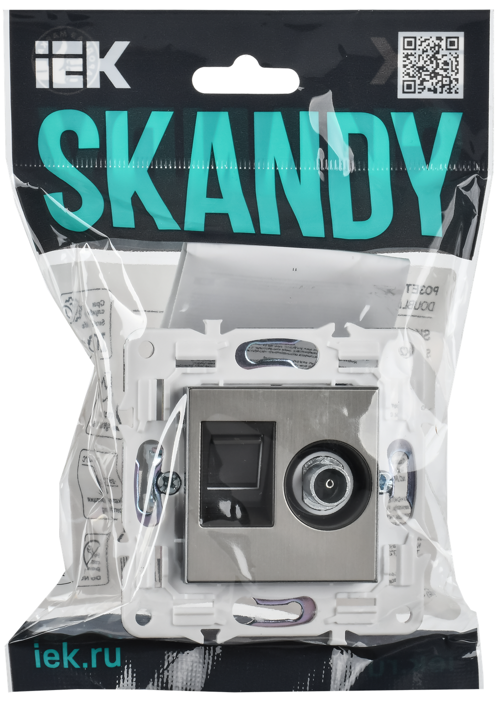 SKANDY Розетка двойная TV+RJ45 кат.6 SK-A15N металл никель IEK