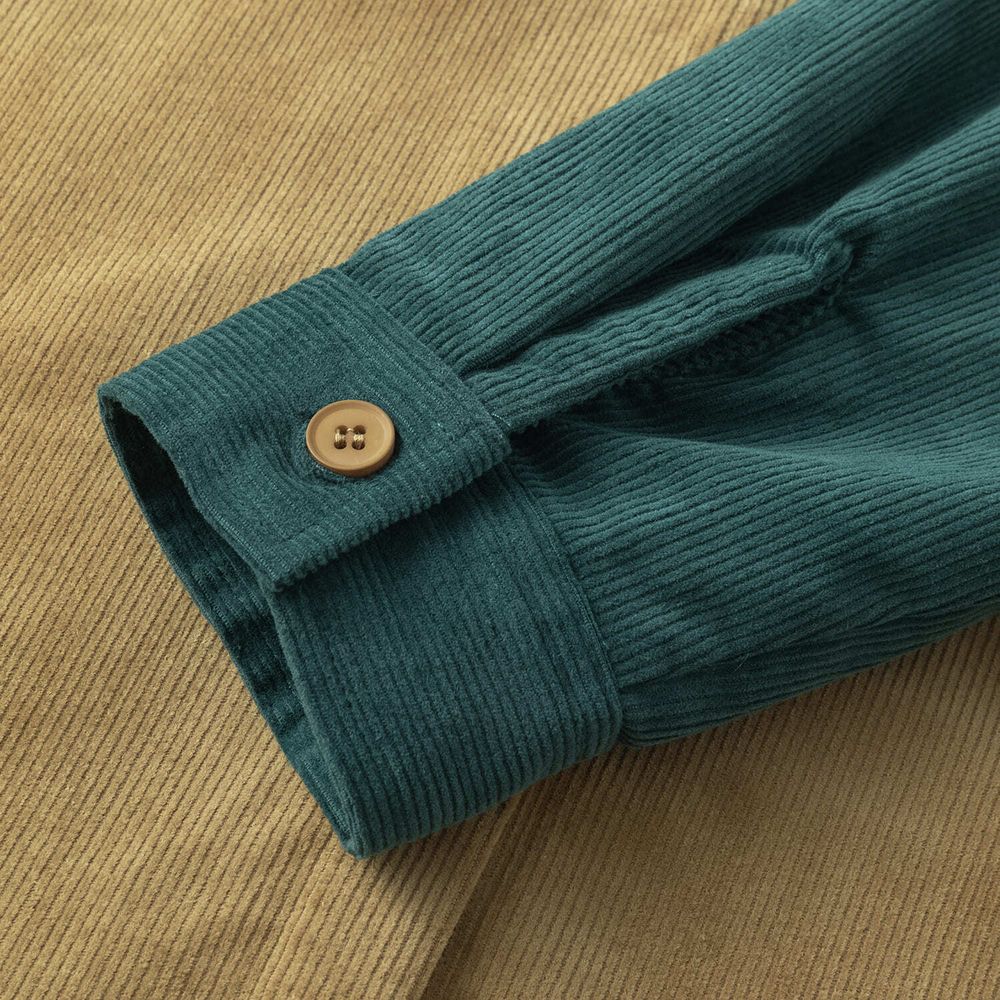 Рубашка YMKASHIX Velvet Button Det зеленая / песочная