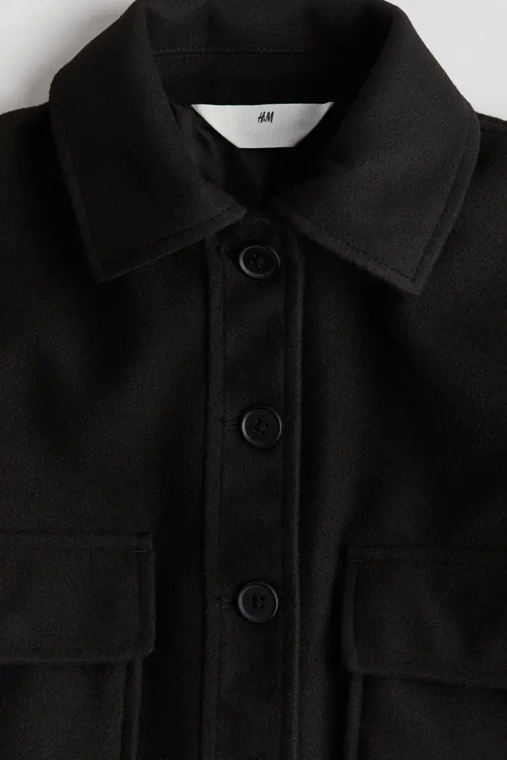 H&M Куртка-рубашка из фетра, черный