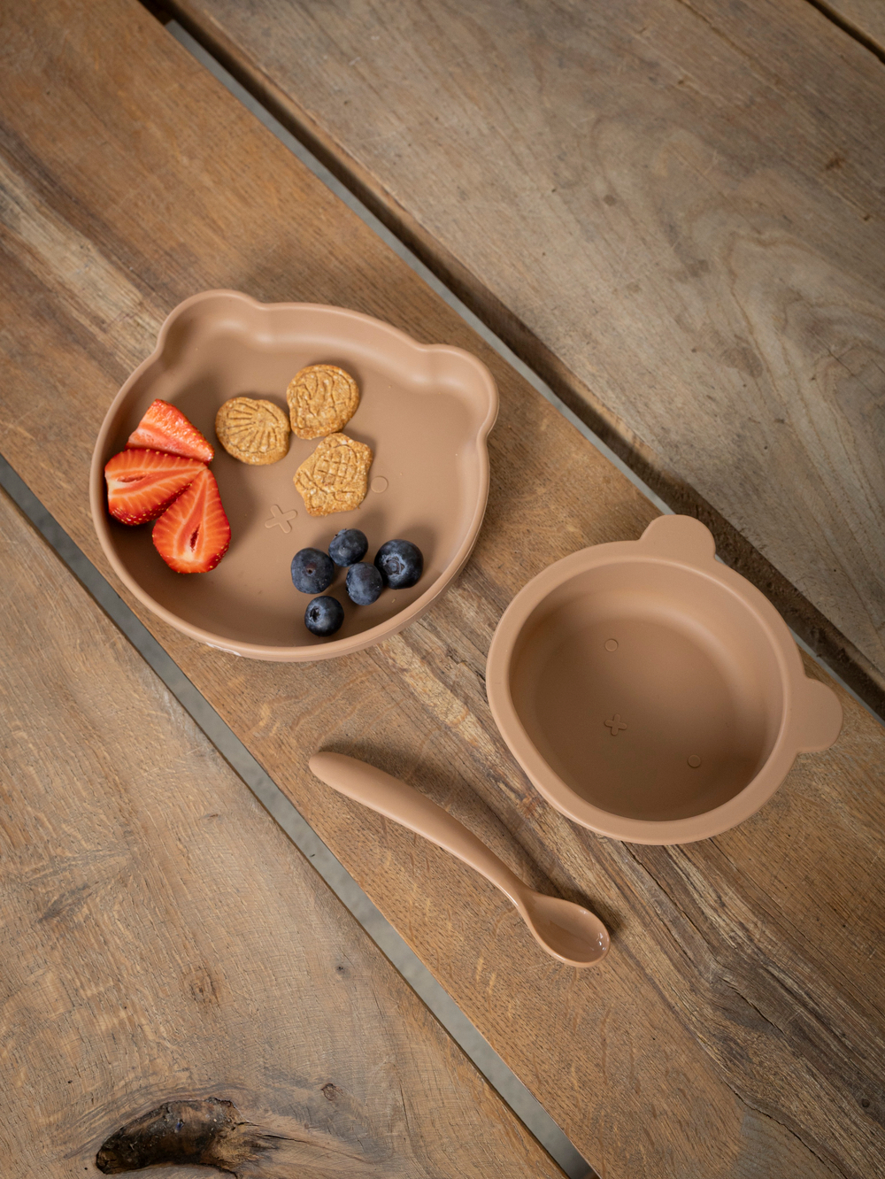 Набор посуды для детей - миска и ложка Мишка, Hazelnut