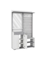 Прихожая с зеркалом и полками Белое сияние 120х32х196