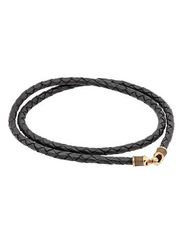 Гайтан кожаный чёрный с замком Captain Hook из бронзы