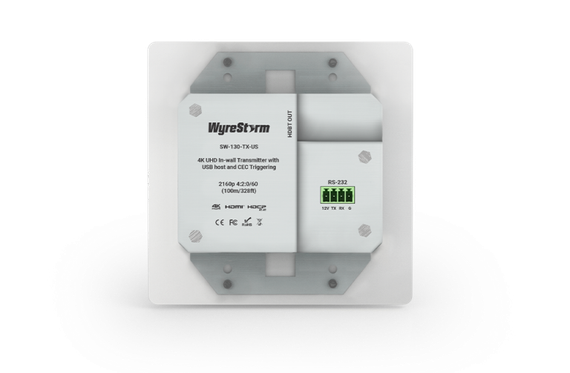 Wyrestorm SW-130-TX-US - настенный HDBT передатчик c 3 входами (2 HDMI, USB-C), USB хост, CEC, (4K: 100м), 2-gang US