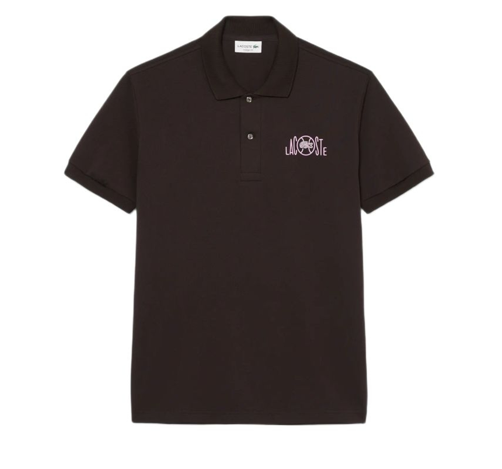 Мужское теннисное поло Lacoste Classic Fit Graphic Branding - buffalo