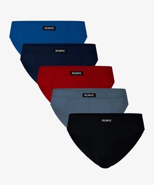 Трусы (5шт) мужские слипы спорт ATLANTIC, голубые + темно-синие + красные + черные, 5SMP-002