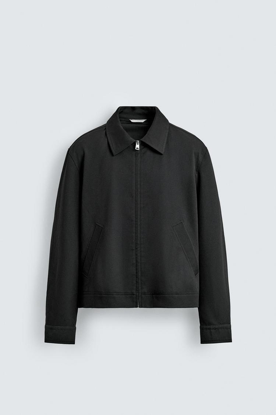 ZARA КУРТКА-РУБАШКА REGULAR FIT, ЧЕРНЫЙ