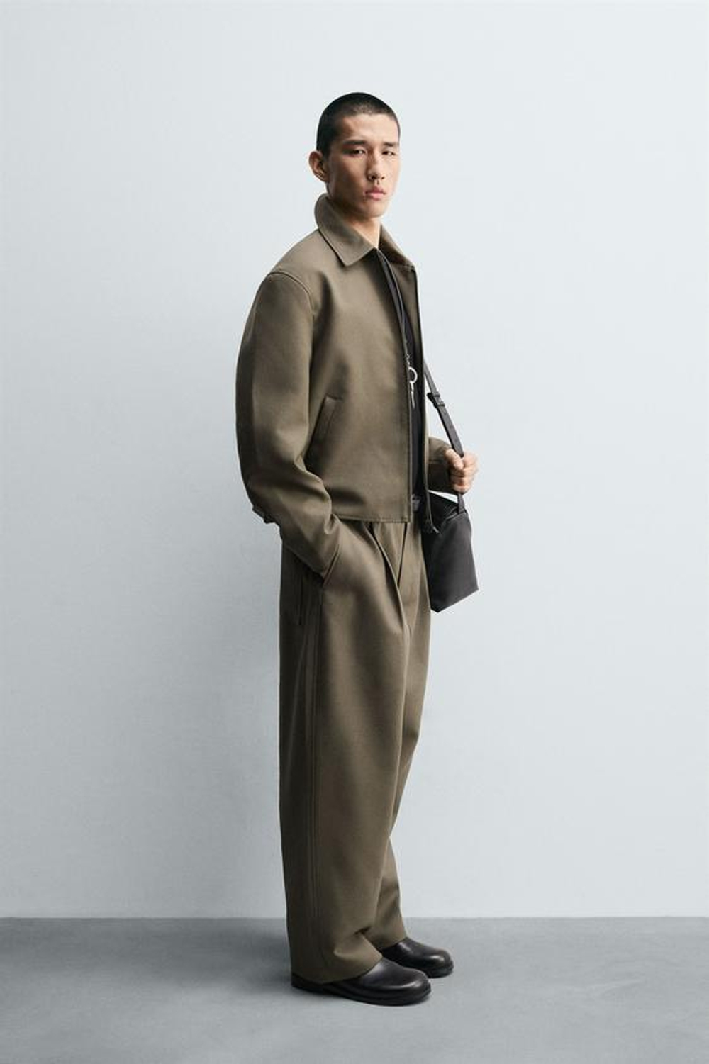 ZARA БРЮКИ BALLOON FIT С ЗАЩИПАМИ, ХАКИ