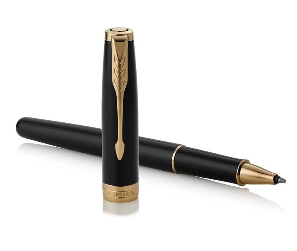 Ручка-роллер Parker Sonnet Black Lacquer GT, стержень: F, цвет чернил: black, в подарочной упаковке