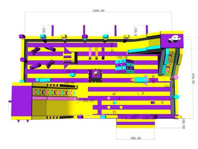 Коммерческий надувной батут «Космический калейдоскоп», размер 16*8,5*6 м