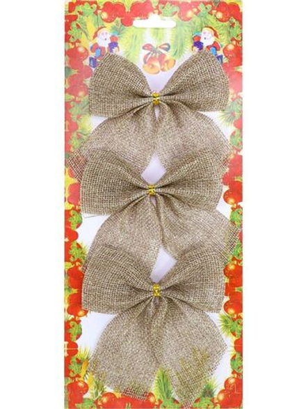 Набор ёлочных бантов 3шт, 10*12см "Шампань" текстиль
