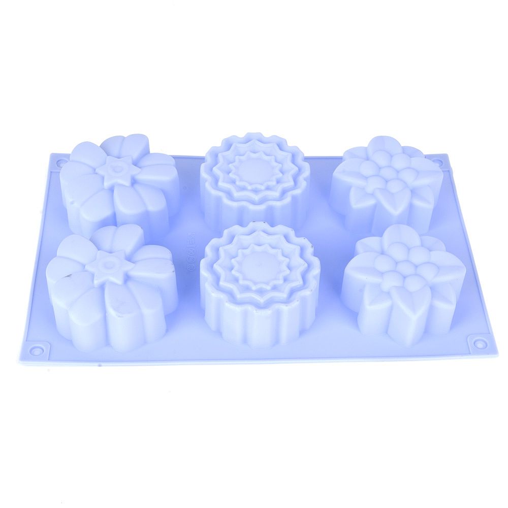 Форма силиконовая для выпечки 6 ячеек "Цветочный хоровод" 7*7*3,5см/ 27*17*3,5см.(4вида)