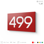 Номер на дверь 499, табличка на дверь для офиса, квартиры, кабинета, аудитории, склада, красная 120х70 мм, Айдентика Технолоджи