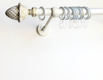 Карниз кованый для штор "Кедр" d20 мм однорядный, цвет белое золото