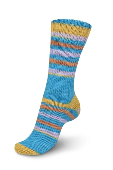 Пряжа Talking Lines Color 6-нитка (05106/Цвет ярко-голубой-горчица-оранжевый), 150гр/375 м