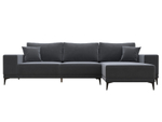 Диван угловой Льюес правый, Серый, Велюр, 122400