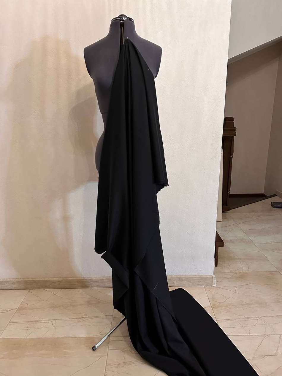 Костюмно-плательная однотонная шерсть с шелком (Marzotto, 85%шерсть/15%шелк, Ночь без звезд, 157, 280 гр/м2)