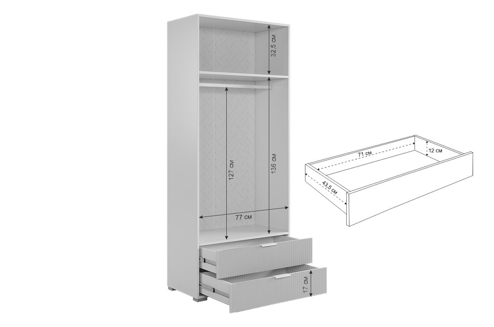 Шкаф двухдверный "Зефир" 108.01,(Белое дерево/Белый (эмаль), 800*422*1900