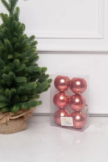 Набор пластиковых шаров Анет 80 мм., морковный перламутр, 6 шт., ЕлкиТорг (150317)