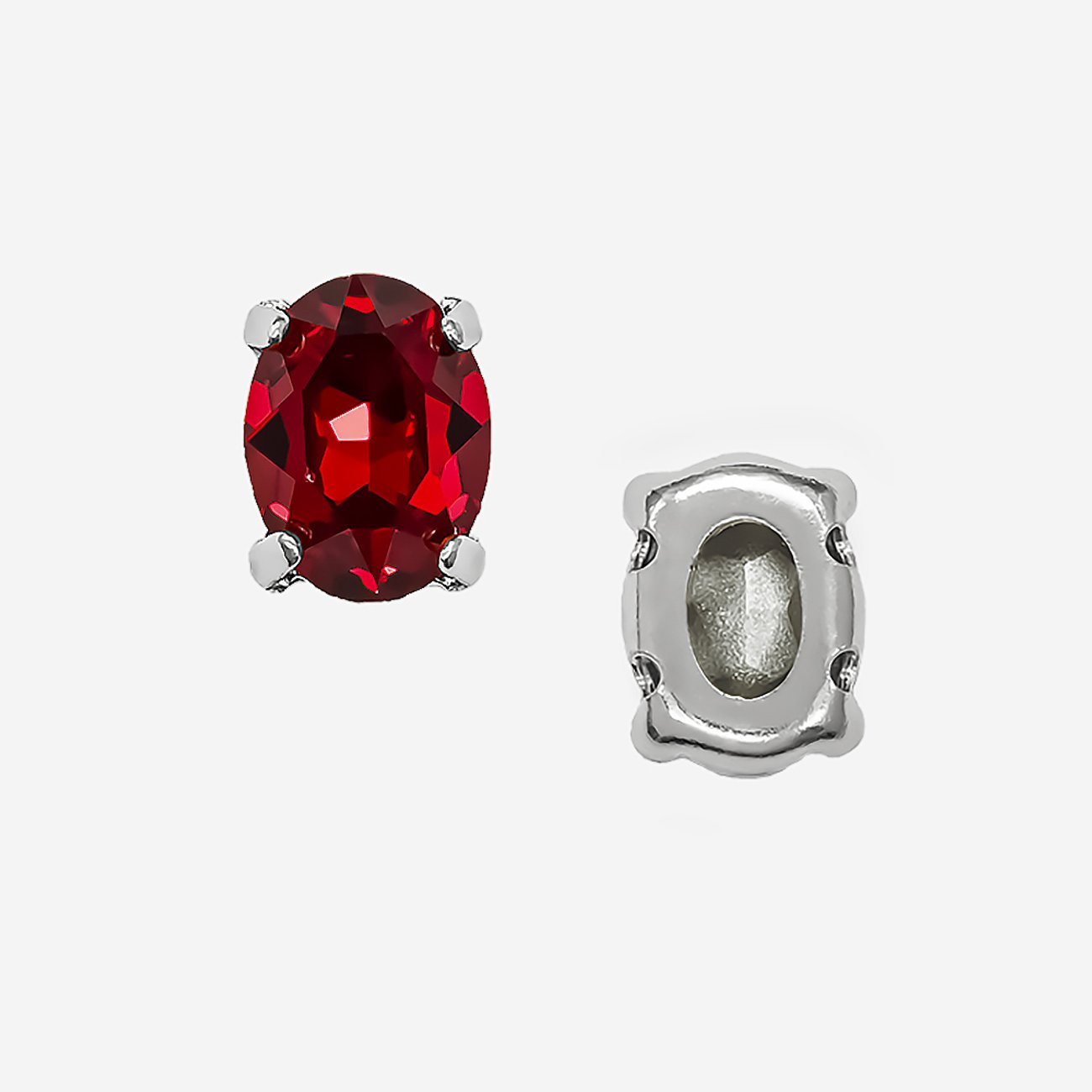 Кристалл Овал (Oval Fancy Stone) в цапах, оттенок "Сиам"/"Siam", 8*6мм, родирование