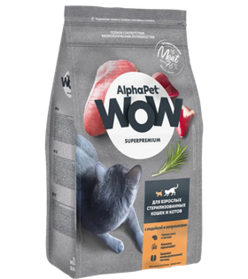 AlphaPet WOW Sterilised для кошек Индейка с потрошками 350гр.