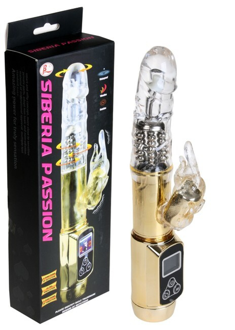 Ротационный компьютерный вибратор Siberia Passion (5 режимов) (Цвет: золотой, прозрачный, серебряный)
