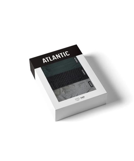 Мужские трусы (3шт) слипы классика Atlantic 3MP-179, серый меланж + черный + изумрудный